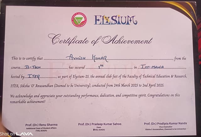 SOA E-Summit 2024 Certificate